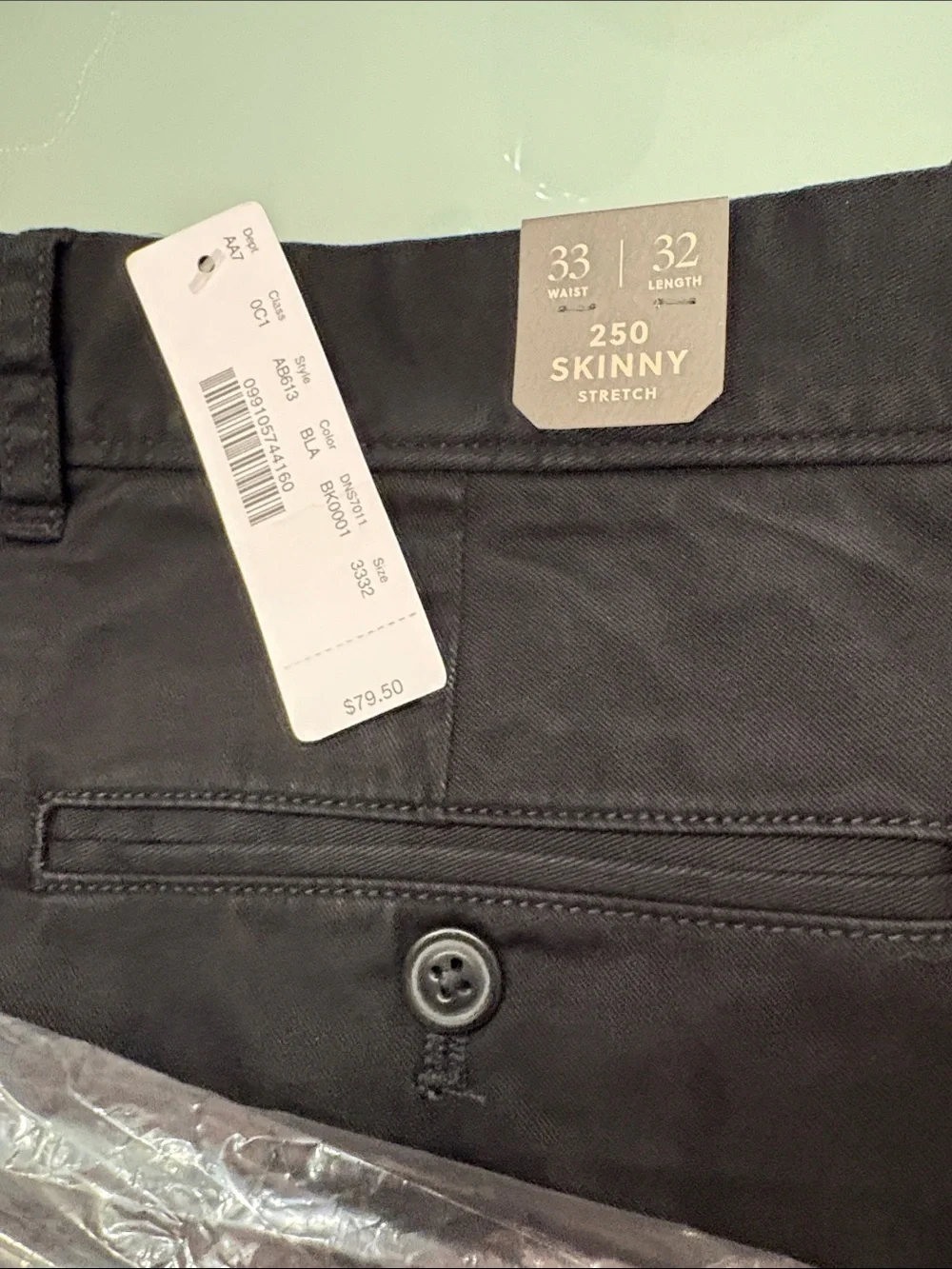 Men's black 250 skinny chino